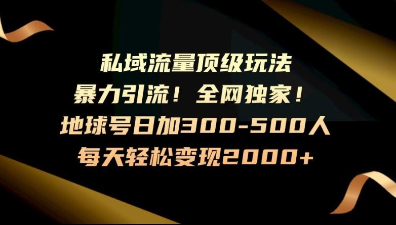 暴力引流，全网独家，地球号日加300-500人，私域流量顶级玩法，每天轻松变现2000+-腾渊网创