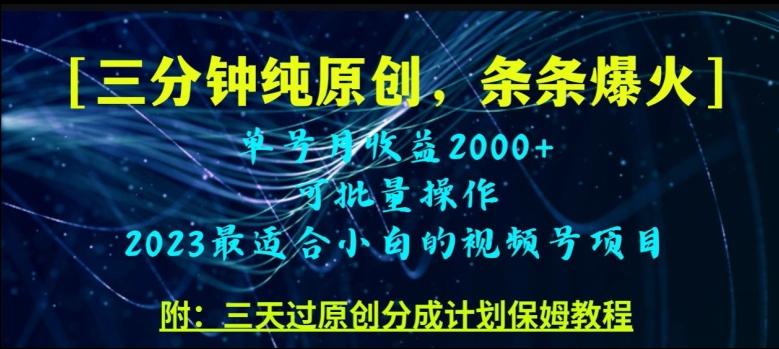 三分钟制作视频号纯原创，条条爆款，轻松月入过万【揭秘】-腾渊论坛