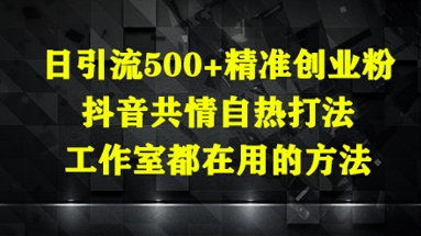 日引流500+精准创业粉，抖音共情自热打法，工作室都在用的方法-腾渊网创