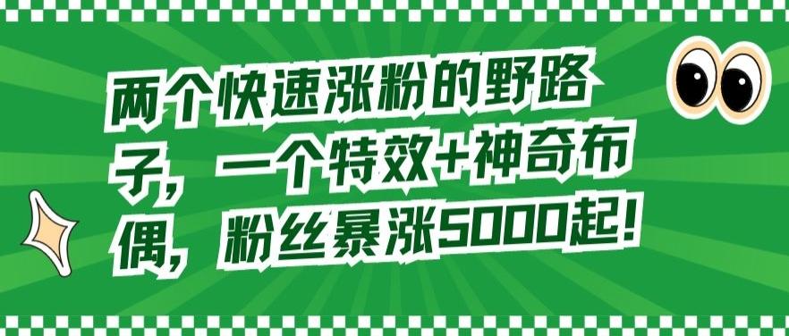 两个快速涨粉的野路子，一个特效+神奇布偶，粉丝暴涨5000起【揭秘】-腾渊论坛