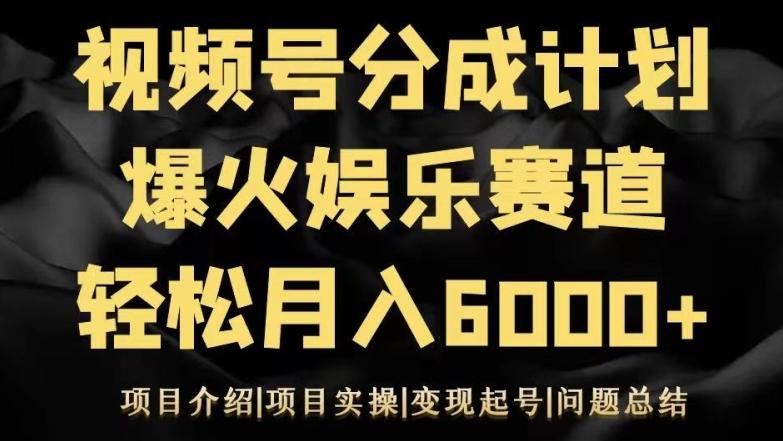 视频号创作分成计划之娱乐赛道轻松日入500+-腾渊网创