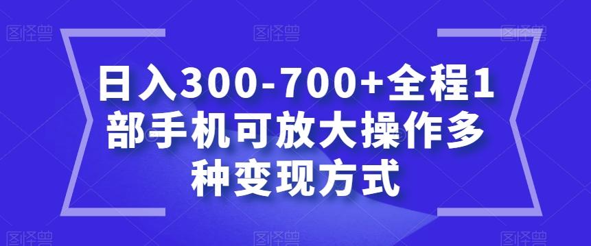 日入300-700+全程1部手机可放大操作多种变现方式【揭秘】-腾渊论坛