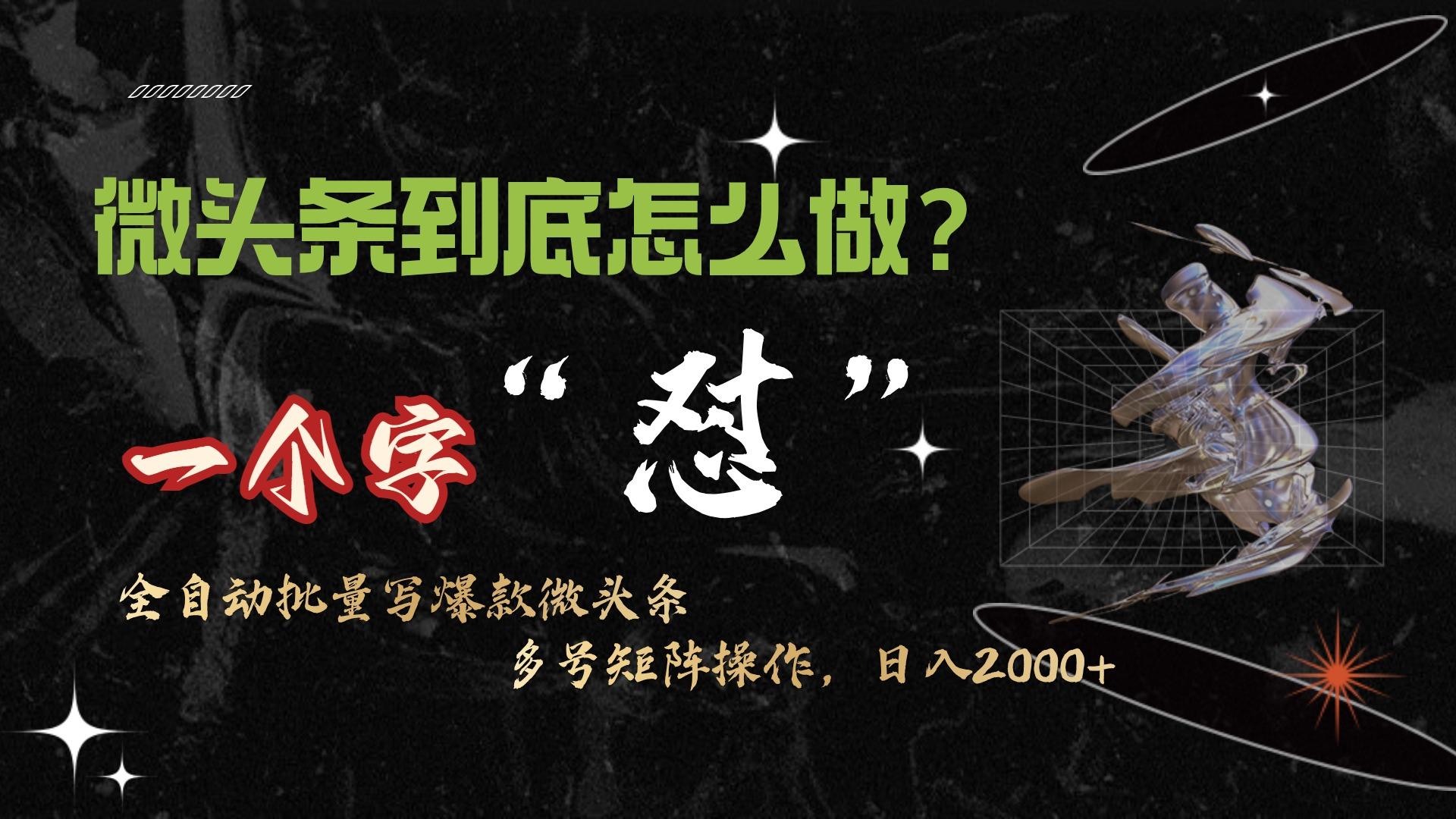 (9809期)微头条最新最强连怼操作，10分钟50条，真正解放双手，月入1w+-腾渊网创
