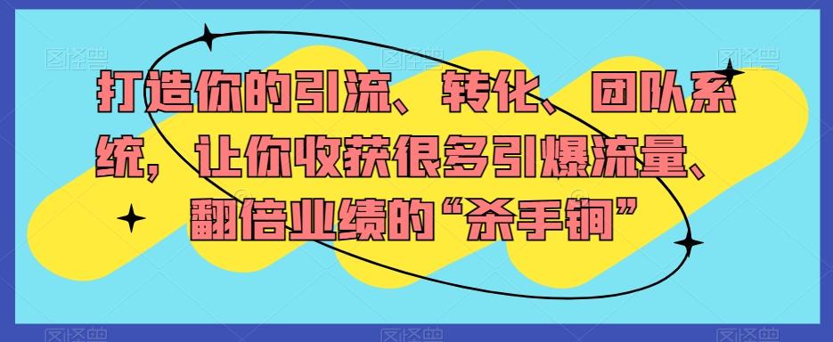 打造你的引流、转化、团队系统，让你收获很多引爆流量、翻倍业绩的“杀手锏”-腾渊论坛