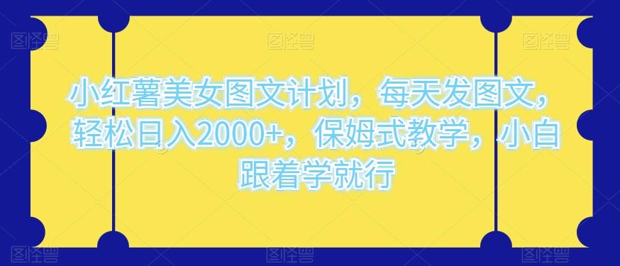 小红薯美女图文计划，每天发图文，轻松日入2000+，保姆式教学，小白跟着学就行-腾渊论坛
