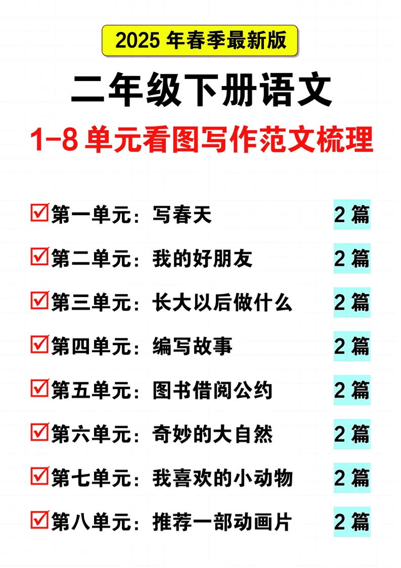 25二下语文1-8单元看图写话范文梳理16页-腾渊论坛