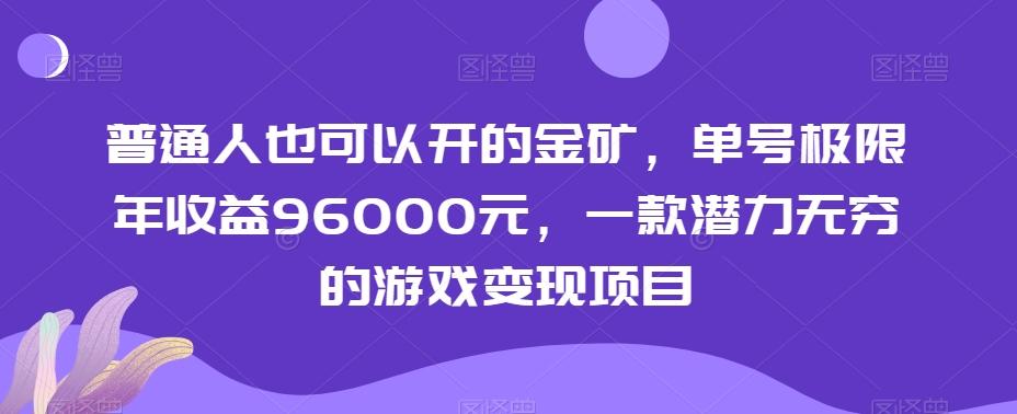 普通人也可以开的金矿，单号极限年收益96000元，一款潜力无穷的游戏变现项目【揭秘】-腾渊网创