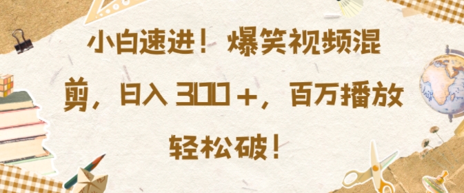 小白速进，爆笑视频混剪，日入3张，百万播放轻松破【揭秘】-腾渊网创