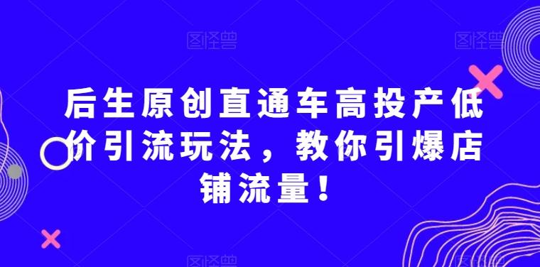 后生原创直通车高投产低价引流玩法，教你引爆店铺流量！-腾渊论坛