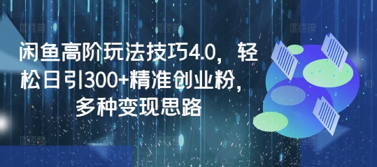闲鱼高阶玩法技巧4.0，轻松日引300+精准创业粉，多种变现思路-腾渊网创