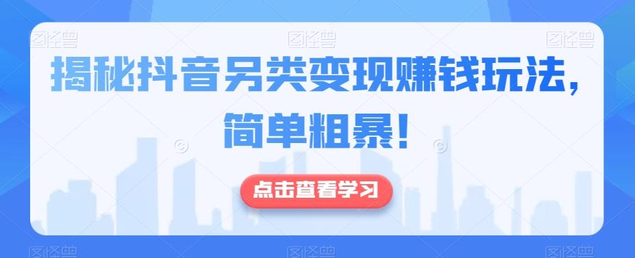 揭秘抖音另类变现赚钱玩法，简单粗暴！-腾渊论坛