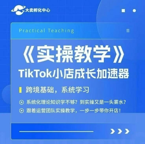 大卖家孵化中心TikTok实操课，TikTok小店成长加速器，跨境基础系统学习，一步一步带你开店-腾渊网创