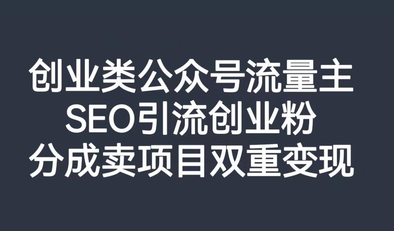 创业类公众号流量主，SEO引流创业粉，分成卖项目双重变现【揭秘】-腾渊论坛