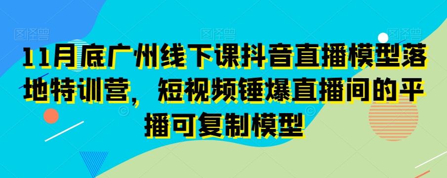 11月底广州线下课抖音直播模型落地特训营，短视频锤爆直播间的平播可复制模型-腾渊网创