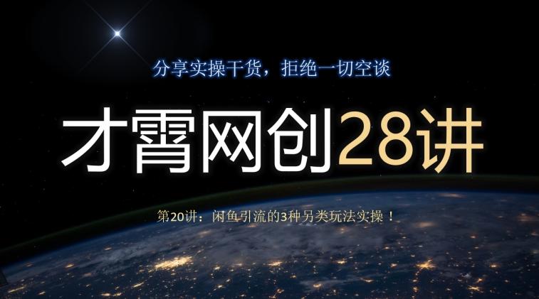 才霄网创28讲第20讲：闲鱼引流的3种另类玩法实操！-腾渊论坛