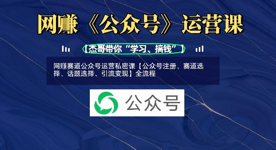 网创赛道公众号运营私密课【公众号注册、赛道选择、话题选择、引流变现】全流程-腾渊网创