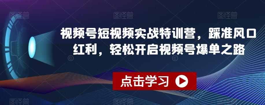 视频号短视频实战特训营，踩准风口红利，轻松开启视频号爆单之路-腾渊网创
