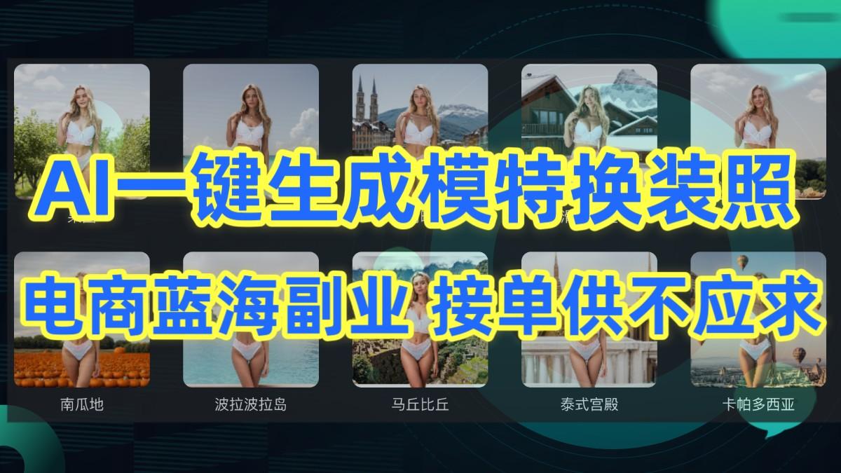 AI制作一键生成模特换装照，电商蓝海副业，接单供不应求-腾渊网创
