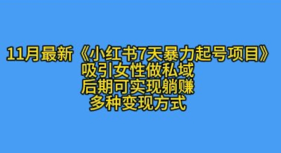 K总部落11月最新小红书7天暴力起号项目，吸引女性做私域【揭秘】-腾渊网创