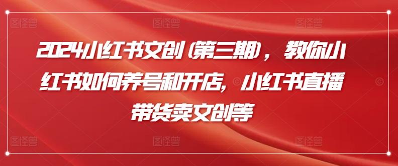 2024小红书文创(第三期)，教你小红书如何养号和开店，小红书直播带货卖文创等-腾渊论坛