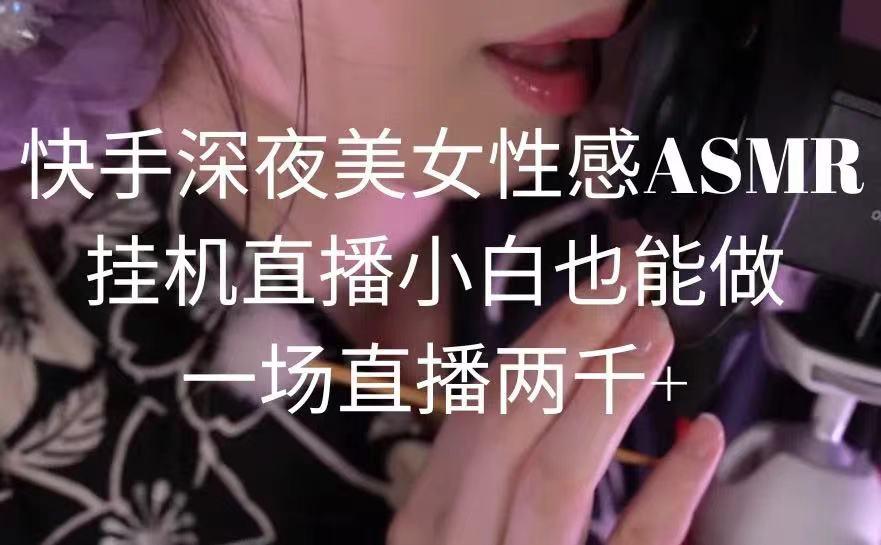 快手深夜美女性感ASMR挂机直播，小白也能做，一场直播两千+-腾渊网创