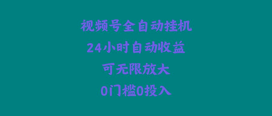 (10031期)视频号全自动挂机，24小时自动收益，可无限放大，0门槛0投入-腾渊网创