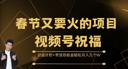 春节又要火的项目视频号祝福，分成计划+带货双收益，轻松月入几个W【揭秘】-腾渊网创