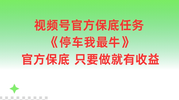 视频号官方保底任务，停车我最牛，官方保底只要做就有收益【揭秘】-腾渊网创