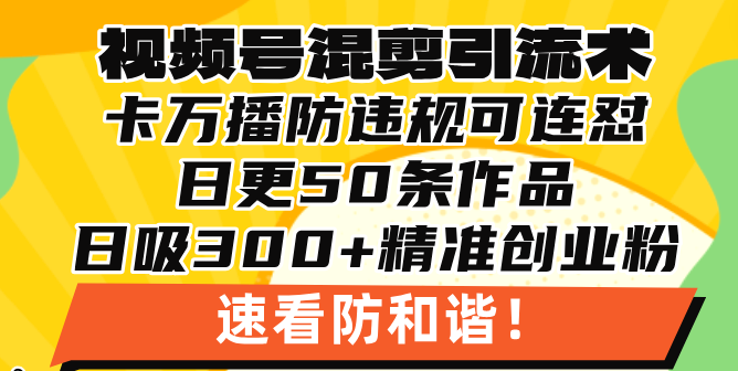 视频号混剪引流技术，500万播放引流17000创业粉，操作简单当天学会-腾渊论坛