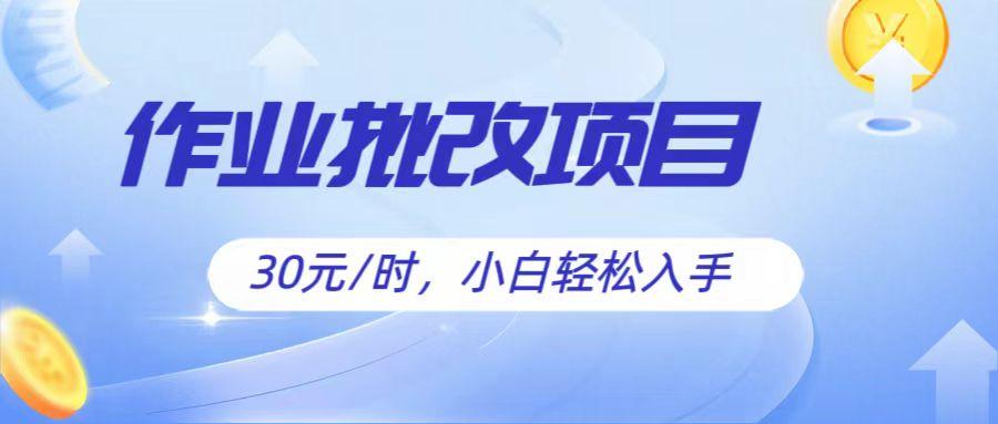 作业批改项目30元/时，简单小白轻松入手，非常适合兼职-腾渊网创