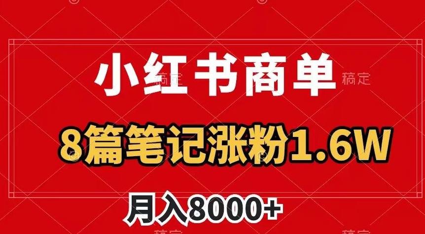 小红书商单最新玩法，8篇笔记涨粉1.6w，作品制作简单，月入8000+【揭秘】-腾渊论坛