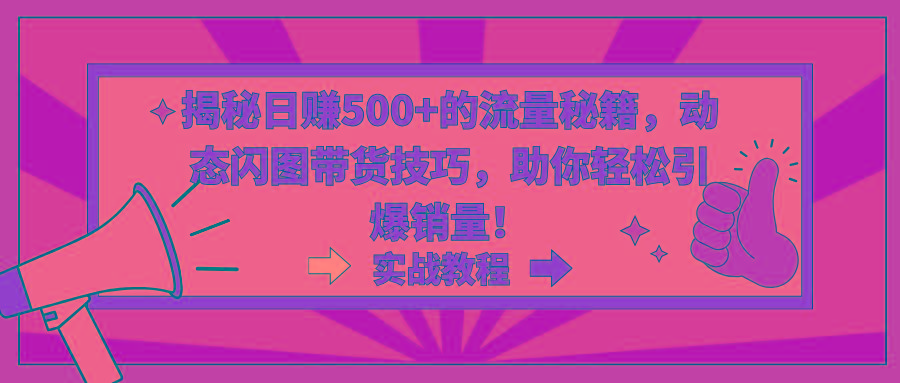 揭秘日赚500+的流量秘籍，动态闪图带货技巧，助你轻松引爆销量！-腾渊网创