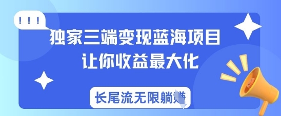独家三端变现蓝海项目，让你收益最大化，长尾流无限躺挣-腾渊论坛
