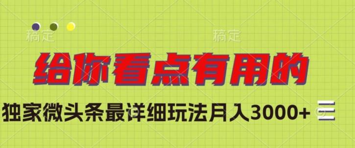 独家微头条最详细玩法，月入3000+【揭秘】-腾渊论坛