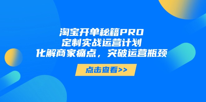 淘宝开单秘籍PRO，定制实战运营计划，化解商家痛点，突破运营瓶颈-腾渊网创