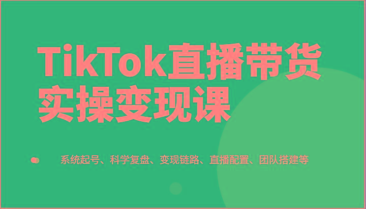 TikTok直播带货实操变现课：系统起号、科学复盘、变现链路、直播配置、团队搭建等-腾渊网创