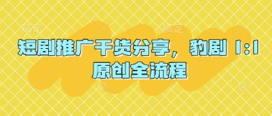 短剧推广干货分享，豹剧 1:1原创全流程-腾渊论坛