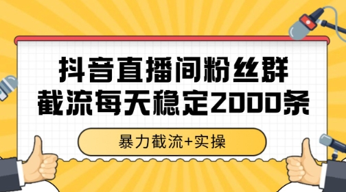 抖音直播间粉丝群暴力截流，一台电脑每天稳定2000条数据【揭秘】-腾渊网创