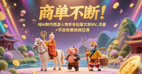 商单不断！纯AI制作西游人物羊毛毡版文旅MV，流量+节目效果统统拉满-腾渊网创