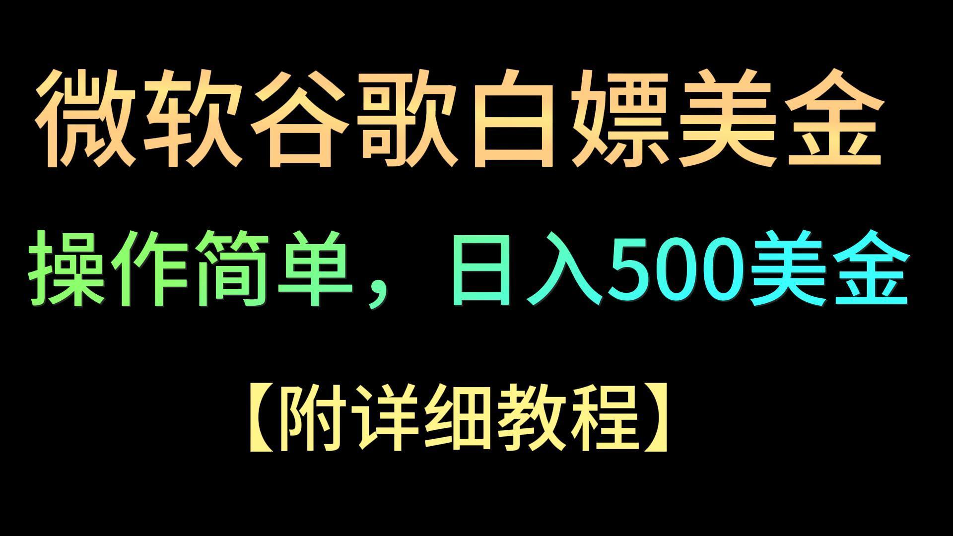 微软谷歌项目3.0，轻松日赚500+美金，操作简单，小白也可轻松入手！-腾渊网创