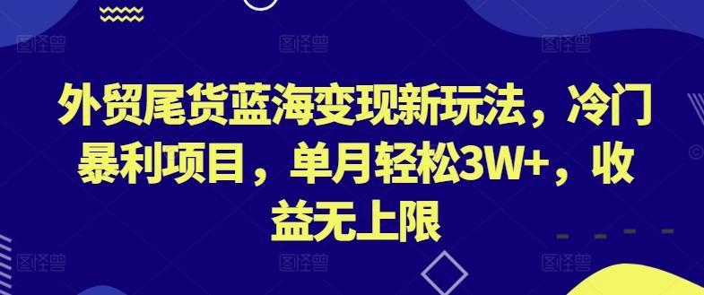 外贸尾货蓝海变现新玩法，冷门暴利项目，单月轻松3W+，收益无上限【揭秘】-腾渊论坛