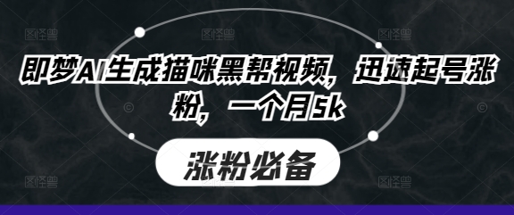 即梦AI生成猫咪黑帮视频，迅速起号涨粉，一个月5k-腾渊论坛