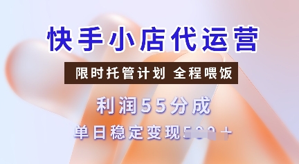 快手小店代运营，限时托管计划，收益55分，单日稳定变现多张【揭秘】-腾渊网创