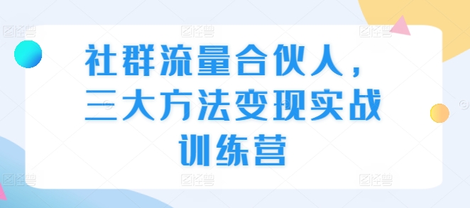 社群流量合伙人，三大方法变现实战训练营-腾渊网创
