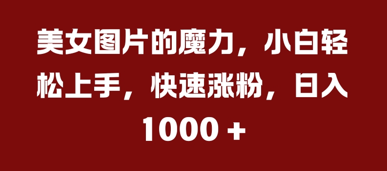 美女图片的魔力，小白轻松上手，快速涨粉，日入几张【揭秘】-腾渊网创