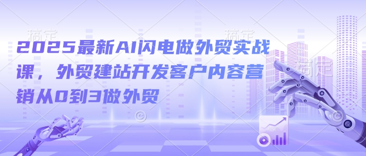 2025最新AI闪电做外贸实战课，外贸建站开发客户内容营销从0到3做外贸-腾渊网创