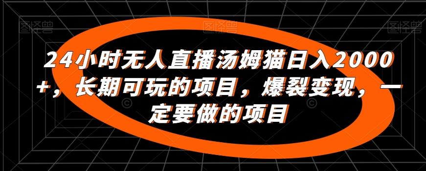 24小时无人直播汤姆猫日入2000+，长期可玩的项目，爆裂变现，一定要做的项目【揭秘】-腾渊网创