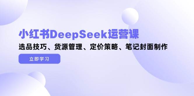 小红书DeepSeek运营课，选品技巧、货源管理、定价策略、笔记封面制作-腾渊网创