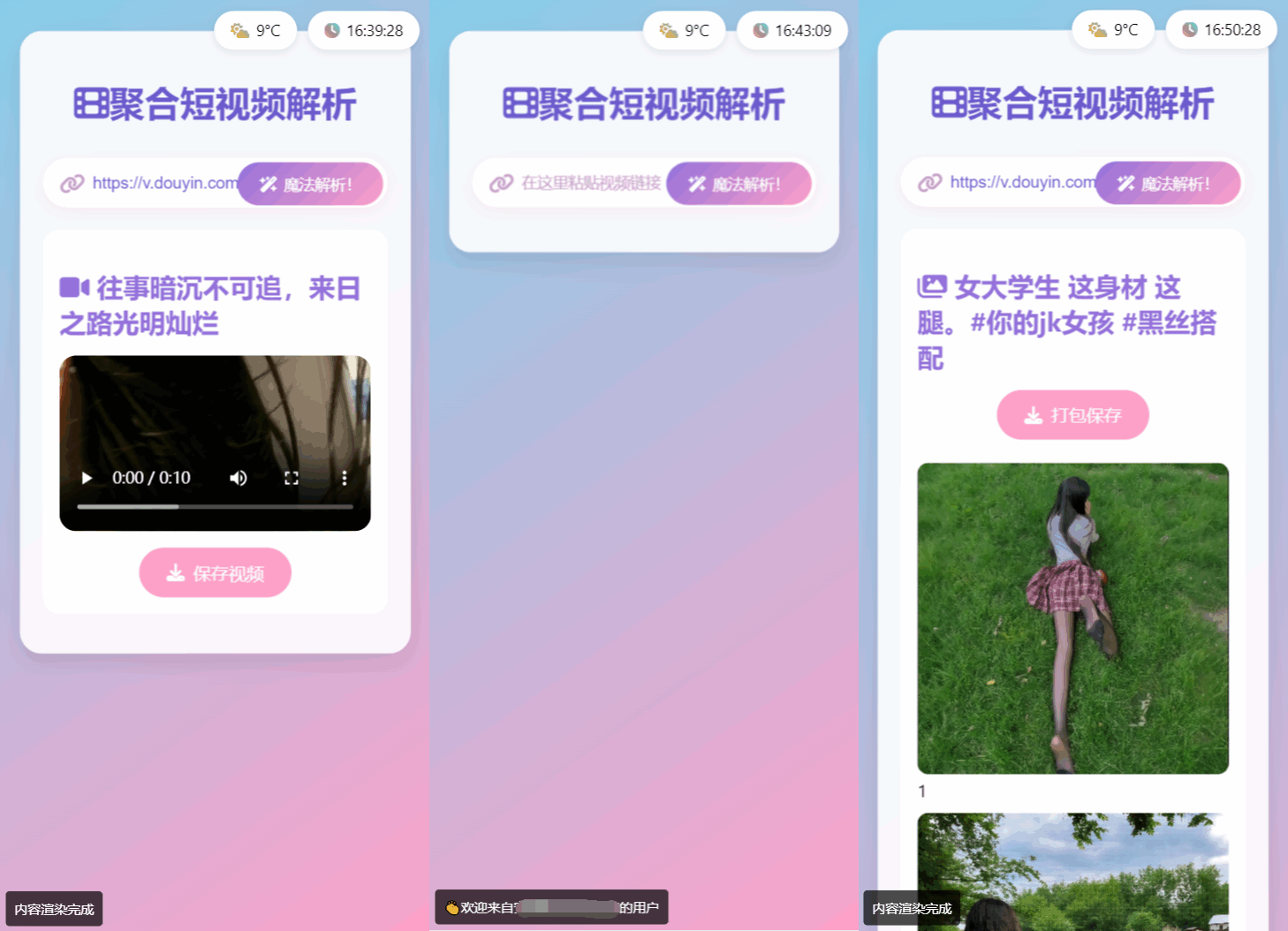 全新二次元聚合短视频解析去水印系统源码 自适应双端-腾渊网创