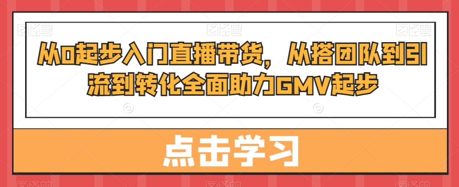 从0起步入门直播带货，​从搭团队到引流到转化全面助力GMV起步-腾渊论坛